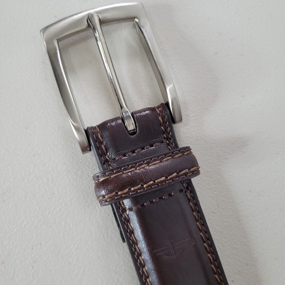 Dockers Men's Genuine Brown Leather Double Stitched Dress Belt - Size 38 - Picture 4 of 11